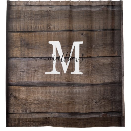 ウッド素朴スタイルモノグラムオークカントリーファームハウス  シャワーカーテン (正面)