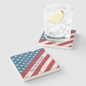 ウッド素朴スターストライプズUSA国旗の名前Patriotic ストーンコースター (横)