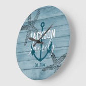 ウッド素朴スターフィッシュカスタムファミリービーチハウス ラージ壁時計 (傾斜)