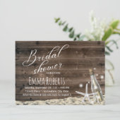 ウッド素朴スターフィッシュビーチボトルブライダルシャワー 招待状 (スタンド正面)