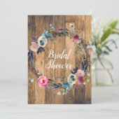 ウッド素朴スティックフローラリースブライダルシャワー 招待状 (スタンド正面)