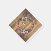 ウッド素朴スティックフローラリースボ結婚タニカル スタンダードカクテルナプキン (角)