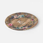 ウッド素朴スティックフローラリースボ結婚タニカル ペーパープレート (アングル)