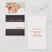 ウッド素朴ストライプシズワイルドフラワーフローラ 名刺 (正面/裏面)