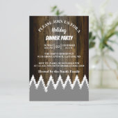 ウッド素朴ストリングライトパインズツリーホリデーパーティー 招待状 (スタンド正面)