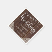 ウッド素朴ストリングライトレースファームハウス結婚ズ スタンダードカクテルナプキン (角)