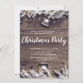 ウッド素朴スノーフレークスクリスマスパーティの招待状 招待状 (正面)