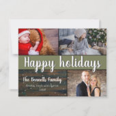 ウッド素朴スノー3フォトコラージホリデー カード (正面)