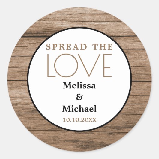 ウッド素朴スプレッドザラブ結婚式の引き出物 ラウンドシール (正面)