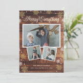 ウッド素朴スリーフォトコラージホリデーカード シーズンカード (スタンド正面)