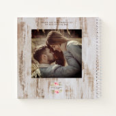 ウッド素朴ス結婚ゲストブックピンクフローラリース ノートブック (裏面)