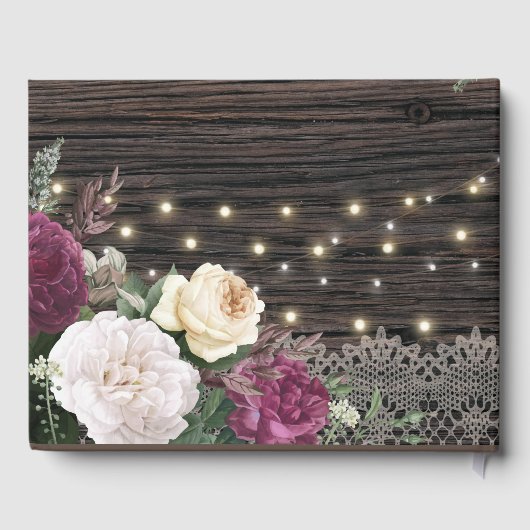 ウッド素朴ス結婚レースフローラ ゲストブック (裏面)