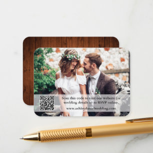 ウッド素朴ズ結婚ウェブサイトQRオーバーレイ写真 エンクロージャーカード