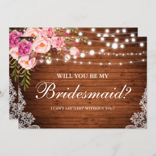 ウッド素朴ズ結婚ライツレースフローラ 招待状 (正面/裏面)