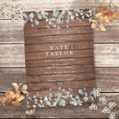 ウッド素朴セージと薄紫フローラブライダルシャワー 招待状