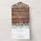 ウッド素朴セージと薄紫フローラモノグラム結婚ズ オールインワン招待状 (内側)