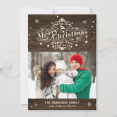 ウッド素朴タイポグラフィメリークリスマスフォト シーズンカード (正面)