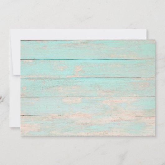 ウッド素朴ターコイズバラ婚約パーティ写真 招待状 (裏面)