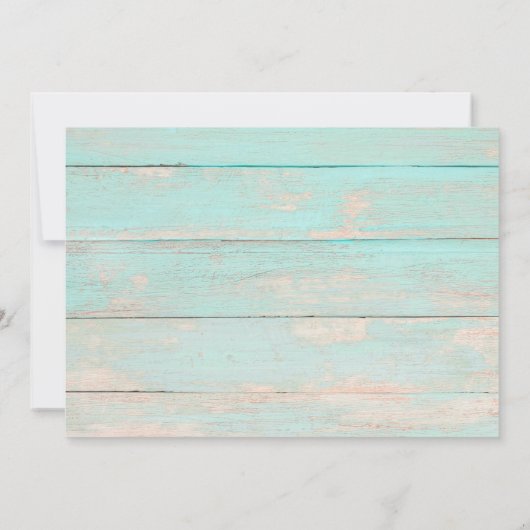 ウッド素朴ターコイズフローラカップルウェディングシャワー 招待状 (裏面)