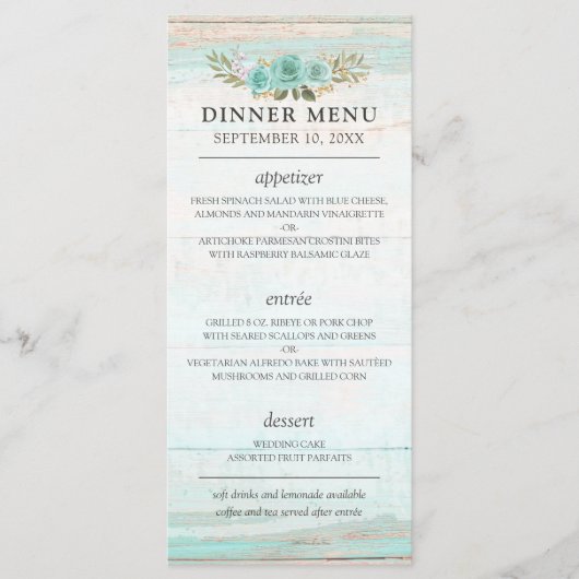 ウッド素朴ターコイズフローラカントリーシ結婚ック プログラム (正面)