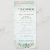 ウッド素朴ターコイズフローラバラ結婚式 プログラム (正面/裏面)