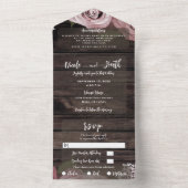 ウッド素朴ダスティバラヴィンテージレース結婚ズ オールインワン招待状 (内側)