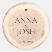 ウッド素朴ツリースタンプクロスセクションバ結婚ンズ ラウンドシール (正面)