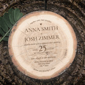 ウッド素朴ツリースタンプクロスセクションバ結婚ンズ 招待状