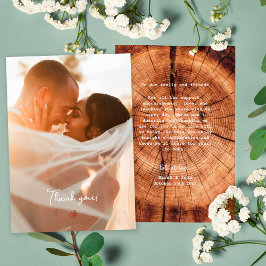 ウッド素朴ツリーリングや輪写真ありがとう サンキューカード