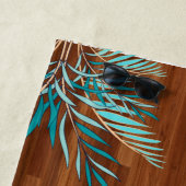 ウッド素朴ティール(緑がかった色)ブルーモダンパームライフのビーチC ビーチタオル (インサイチュ)