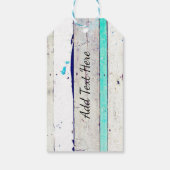 ウッド素朴ティール(緑がかった色)、ホワイトとピンクのローズありがとう ギフトタグ (裏面)