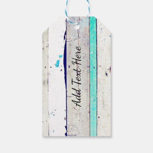 ウッド素朴ティール(緑がかった色)、ホワイトとピンクのローズありがとう ギフトタグ (裏面)