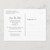 ウッド素朴ティール(緑がかった色)メイスンジャールウェディング日付を保存 案内ポストカード (裏面)