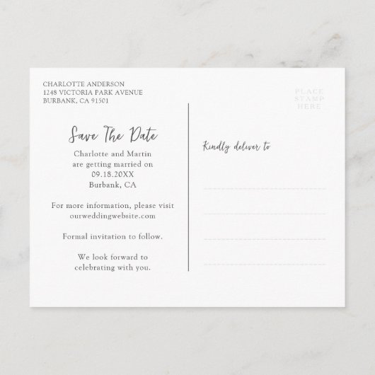 ウッド素朴ティール(緑がかった色)メイスンジャールウェディング日付を保存 案内ポストカード (裏面)