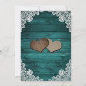 ウッド素朴ティール(緑がかった色)レースストリングラ結婚イト 招待状 (裏面)