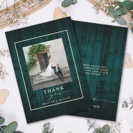 ウッド素朴ティール（緑がかった色）結婚の写真 サンキューカード
