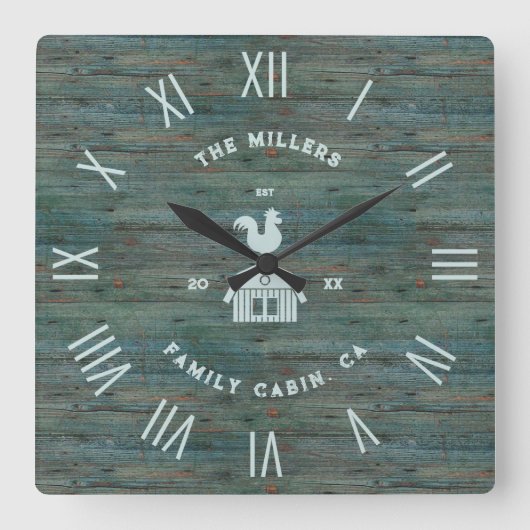 ウッド素朴テクスチャローマ数字ファームハウス2 スクエア壁時計 (正面)