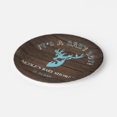 ウッド素朴テーマブルーディアー男の赤ちゃんシャワー ペーパープレート (アングル)