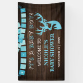 ウッド素朴テーマ鹿男の赤ちゃんシャワーバック 横断幕 (縦)