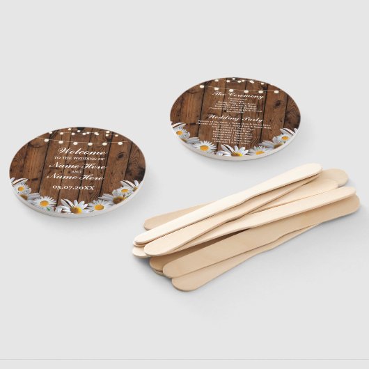 ウッド素朴デイジー結婚式 プログラムハンドファン ハンドファン (組立なし)