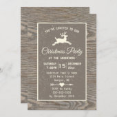 ウッド素朴トナディアカントリーベージュクリスマスパーティー 招待状 (正面/裏面)
