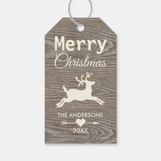 ウッド素朴トナディベージュメリークリスマス ギフトタグ (正面)