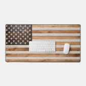 ウッド素朴トーンアメリカ国旗 デスクマット (キーボード&マウス)