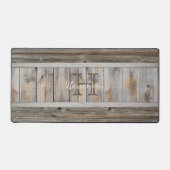 ウッド素朴トーングレーモノグラムストライプ デスクマット (正面)