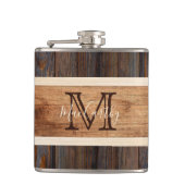 ウッド素朴トーンストライプブラウン フラスク (正面)