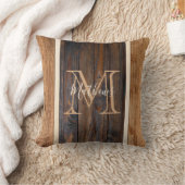 ウッド素朴トーンストライプモノグラム装飾用クッション クッション (ブランケット)