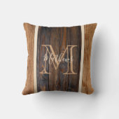 ウッド素朴トーンストライプモノグラム装飾用クッション クッション (裏面)