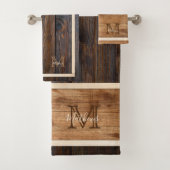 ウッド素朴トーンストライプモノグラム バスタオルセット (インサイチュ)