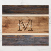 ウッド素朴トーンストライプモノグラム ビールラベル (シングルラベル)