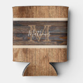 ウッド素朴トーンモノグラムストライプクーラーボックス 缶クーラー (正面)